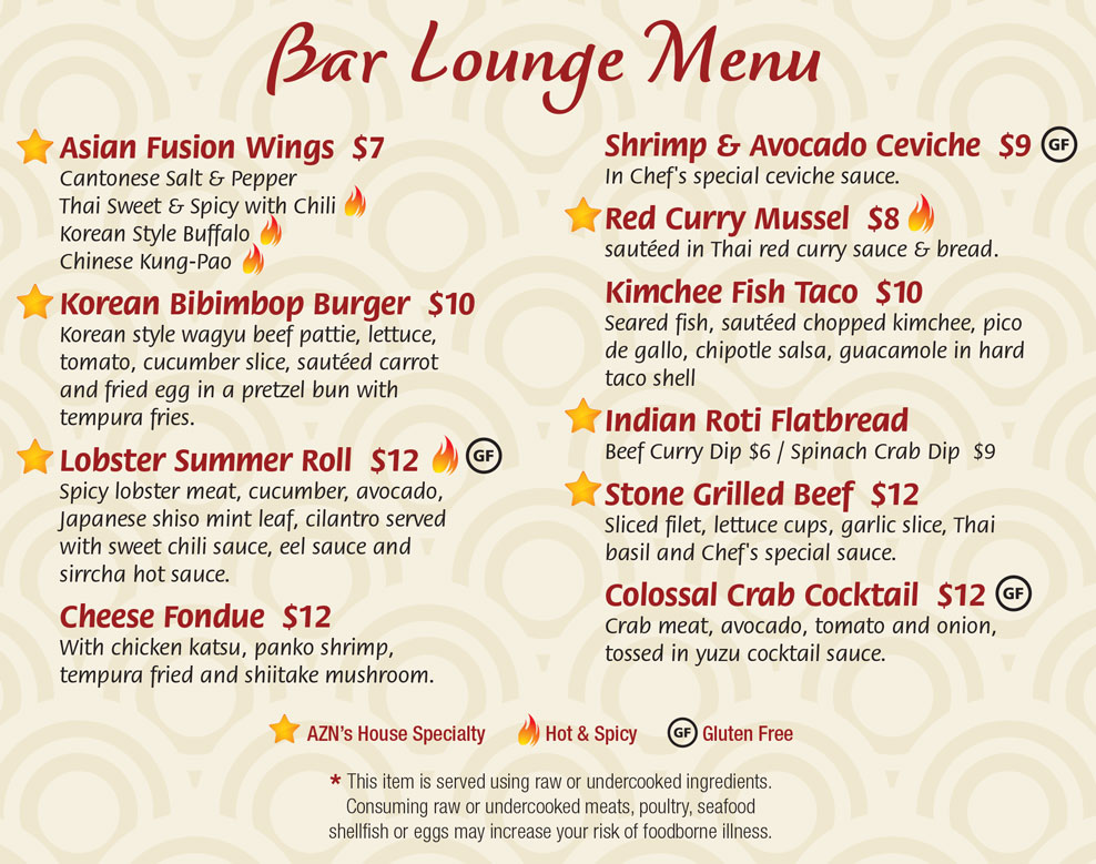 Bar Lounge Menu at AZN