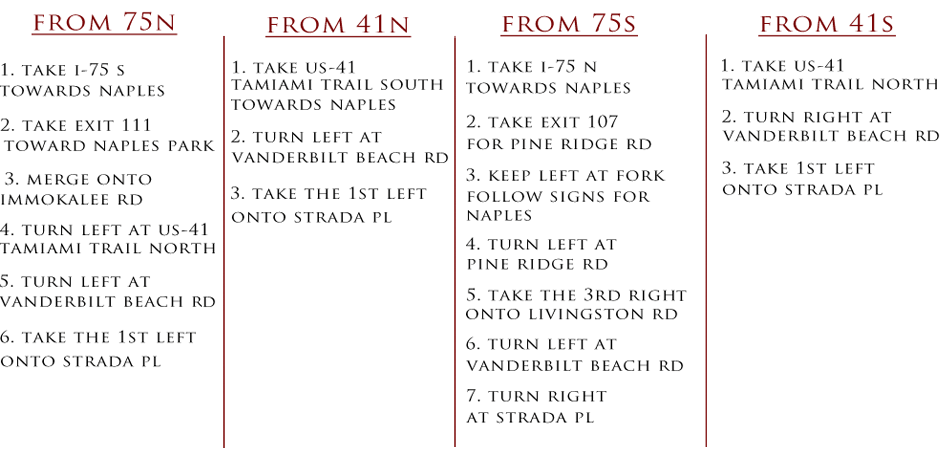 Driving Directions to AZN Naples